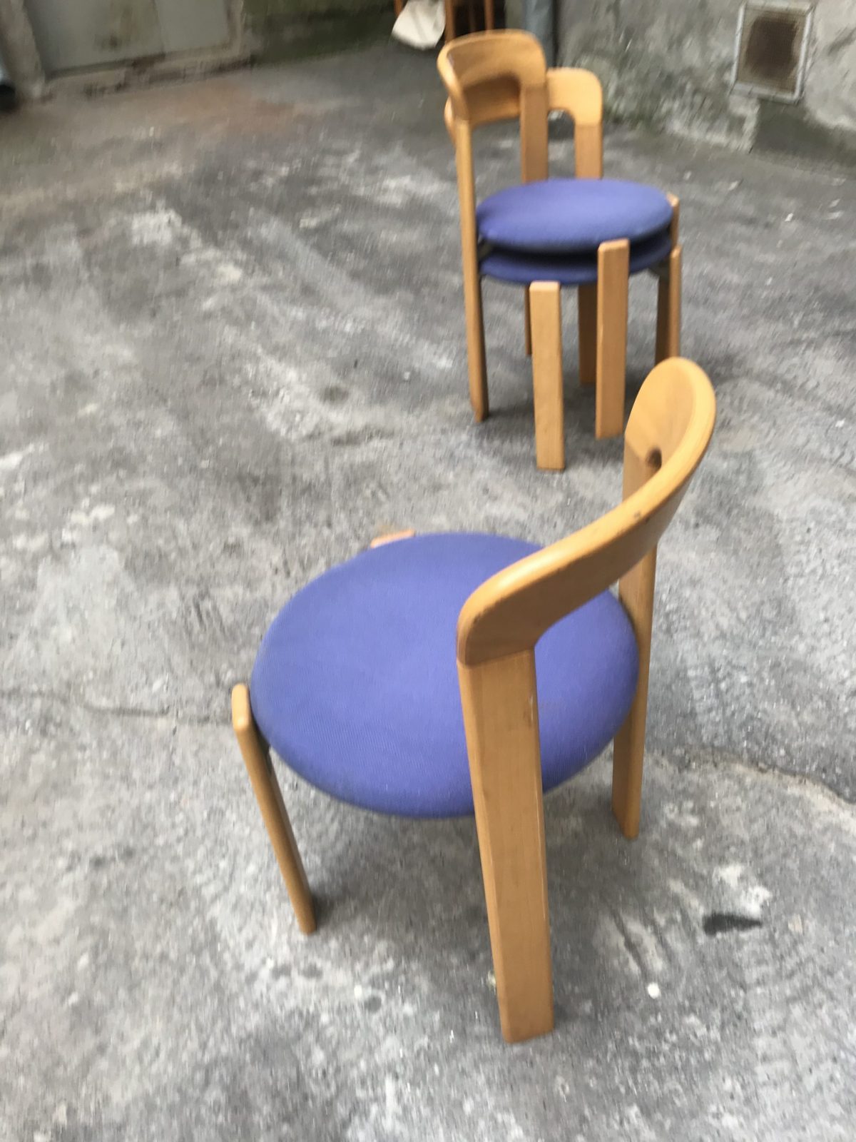 Set of 4 Bruno Rey’s chairs for Kusch and co. Upholstered mid century chairs. Swiss design