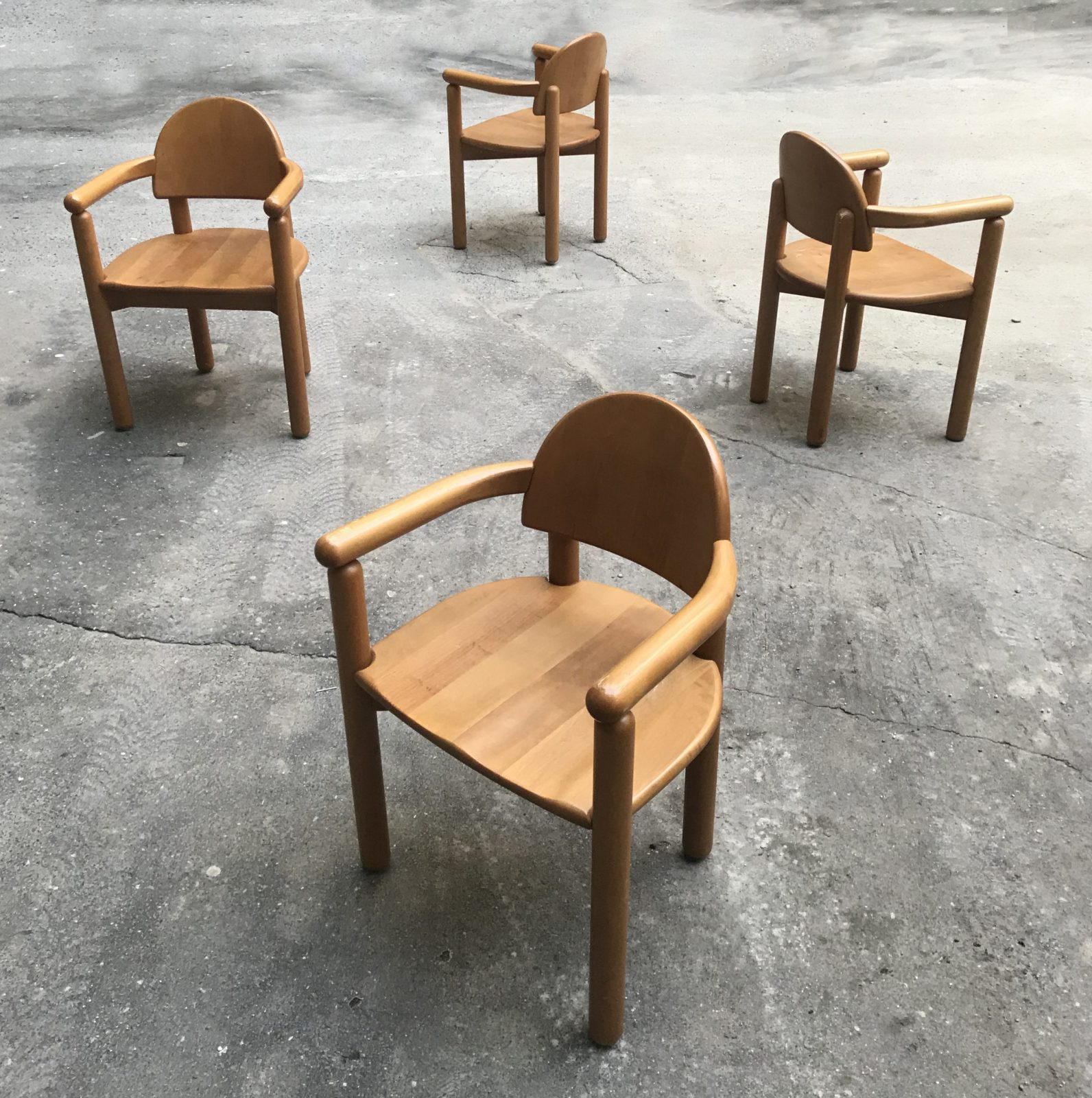 Set of 4 Rainer Daumiller, Hirtshals, Pinewood chairs, Denmark, mid century
