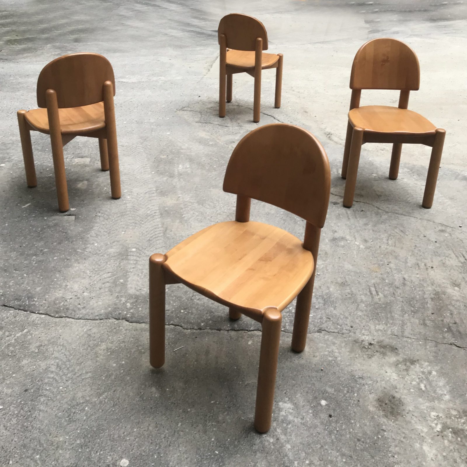 Set of 4 pinewood chairs, Rainer Daumiller, Hirsthals, Denmark, mid century