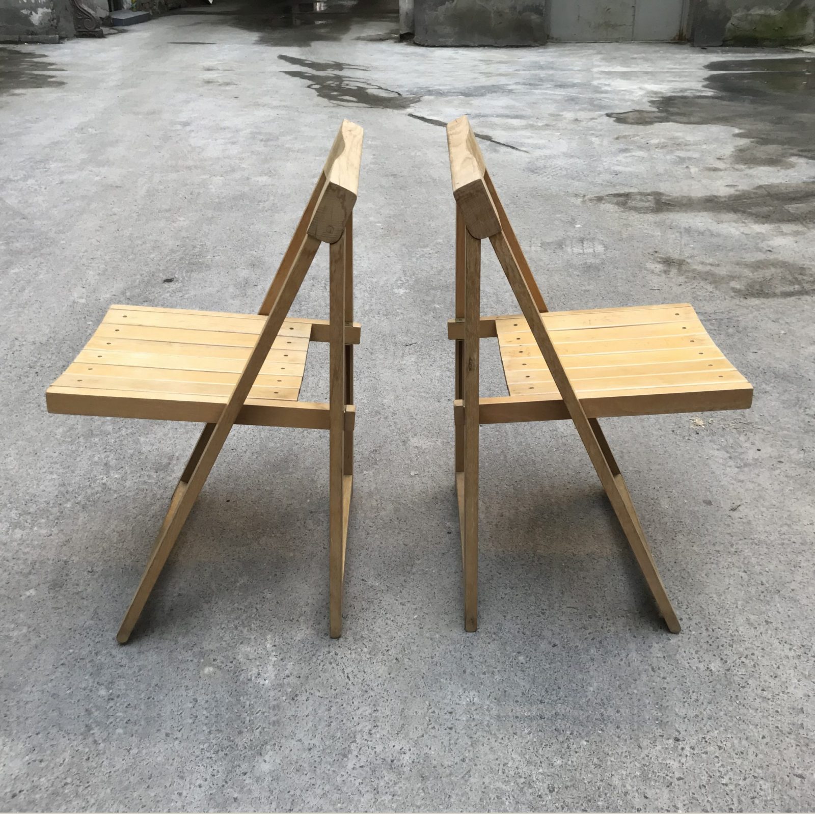 Aldo Jacober’s folding chair Natural Birch mid century furniture