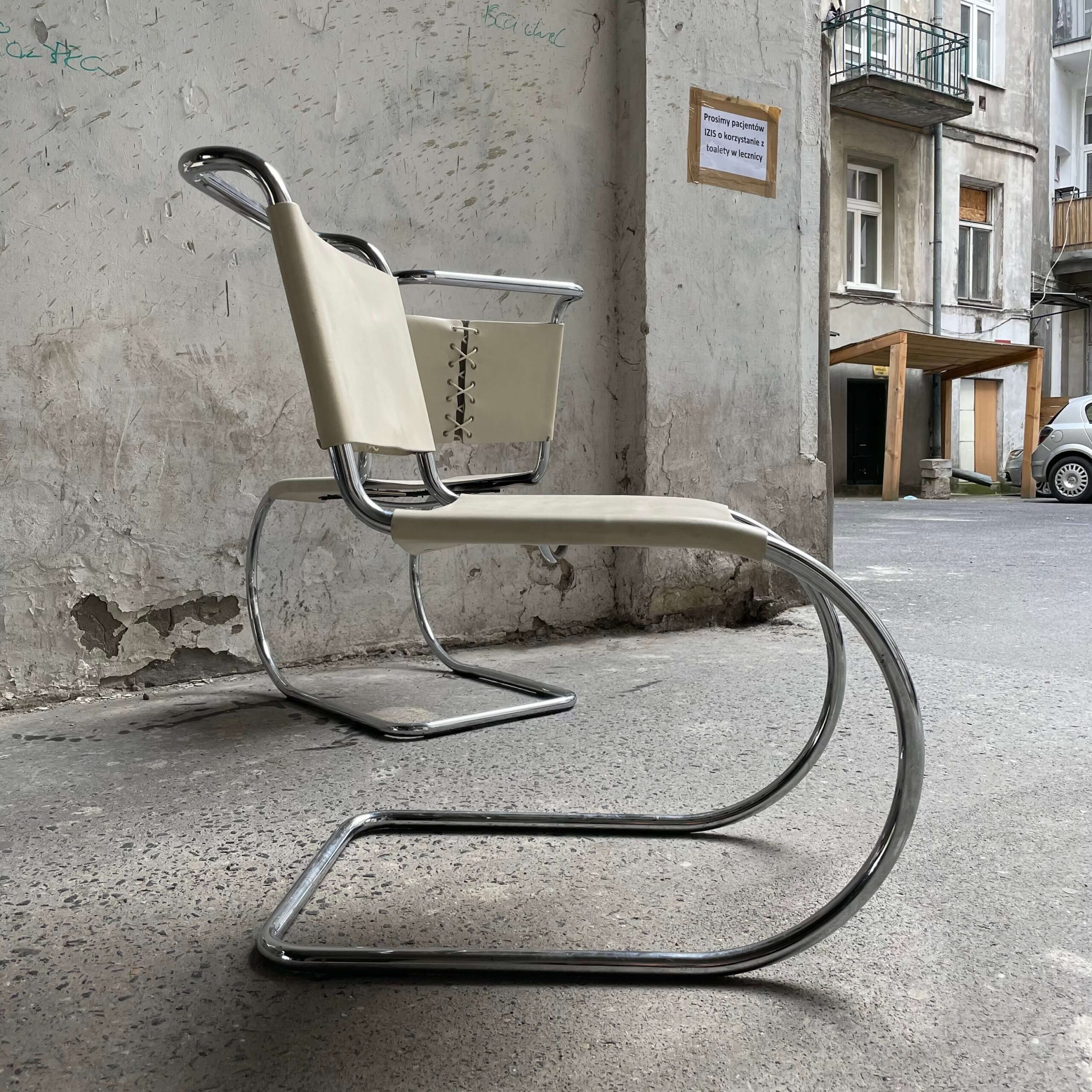 MR Chair Mies van der Rohe Knoll tubular chrome mid century chair