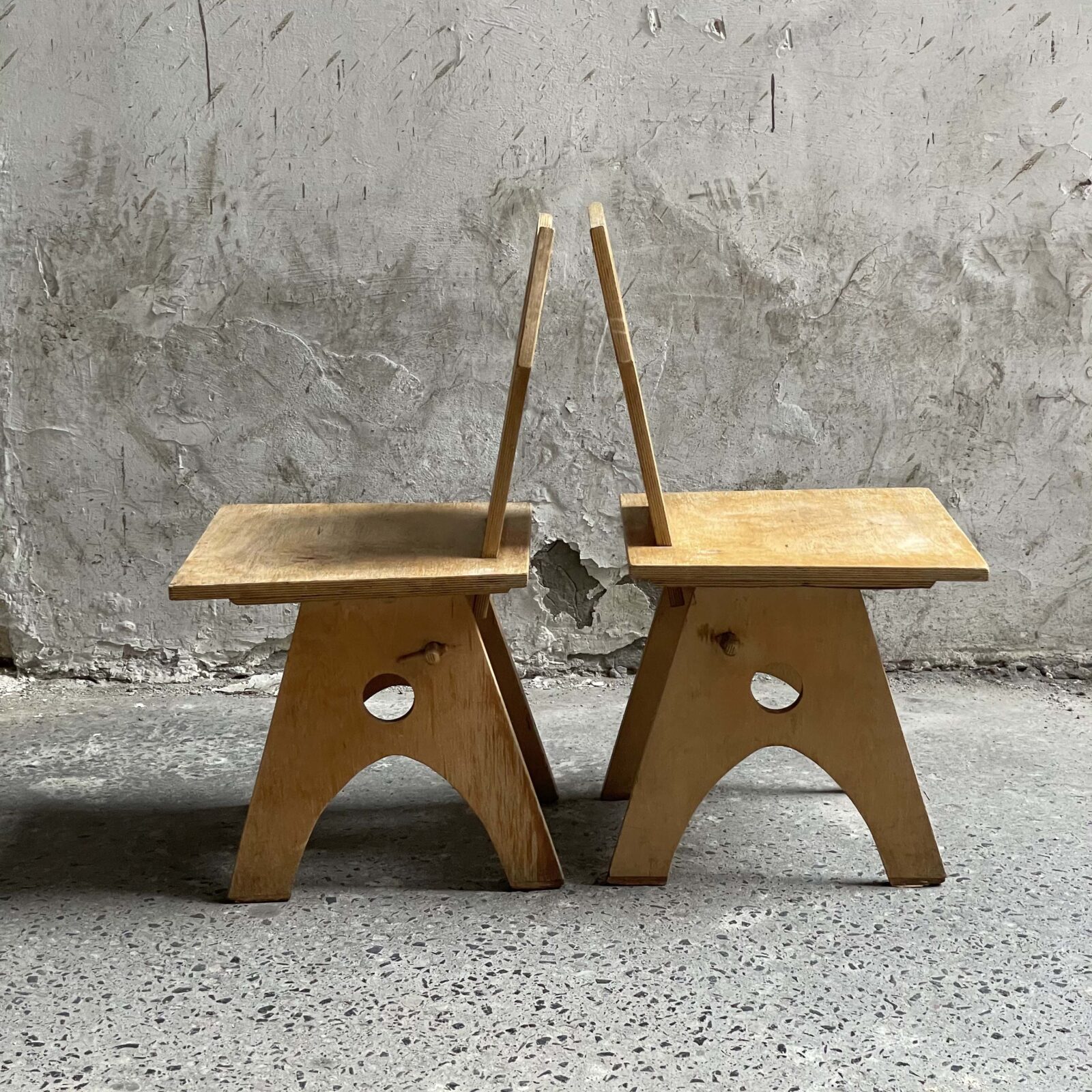 plywood primitive modernist chair antyki warszawa