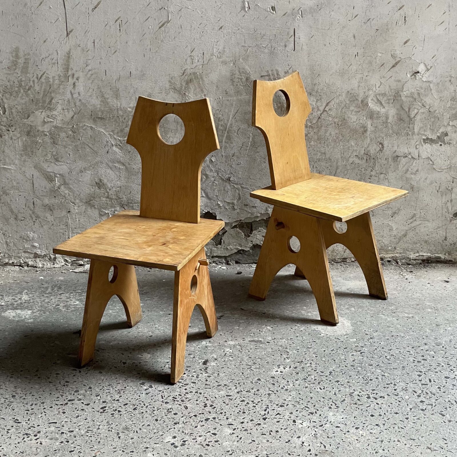 plywood primitive modernist chair hole