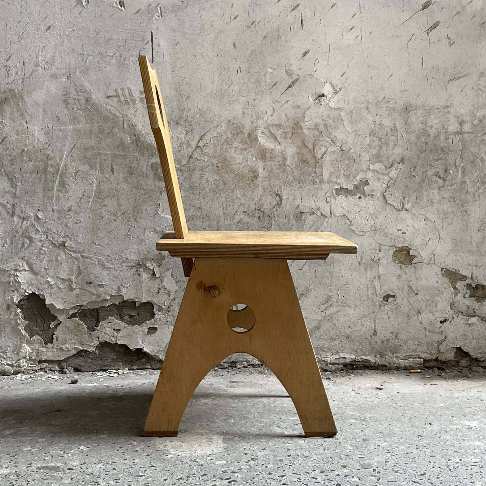 plywood primitive modernist chair side view