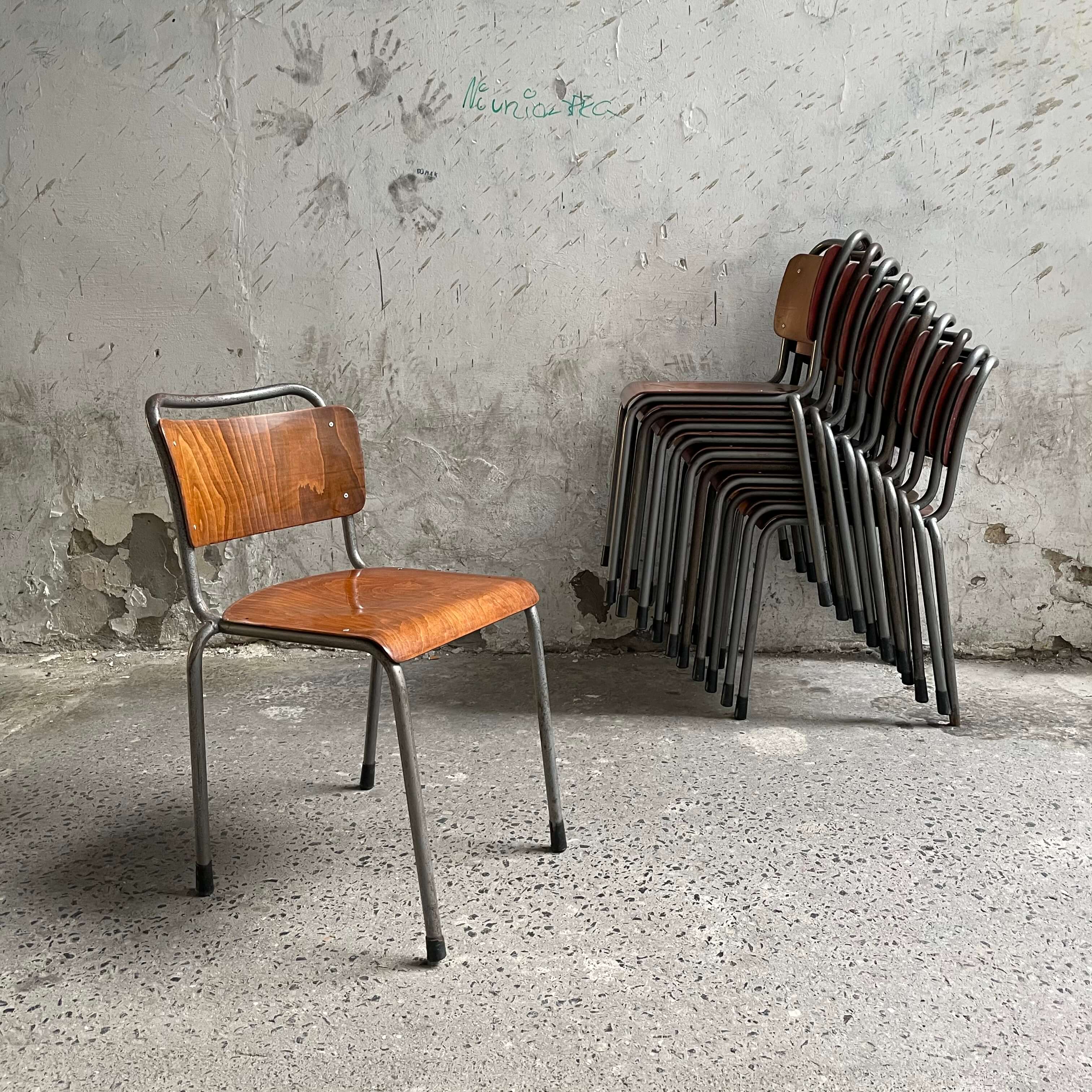 Industrial Plywood TH-Delft Chair by W.H. Gispen stack