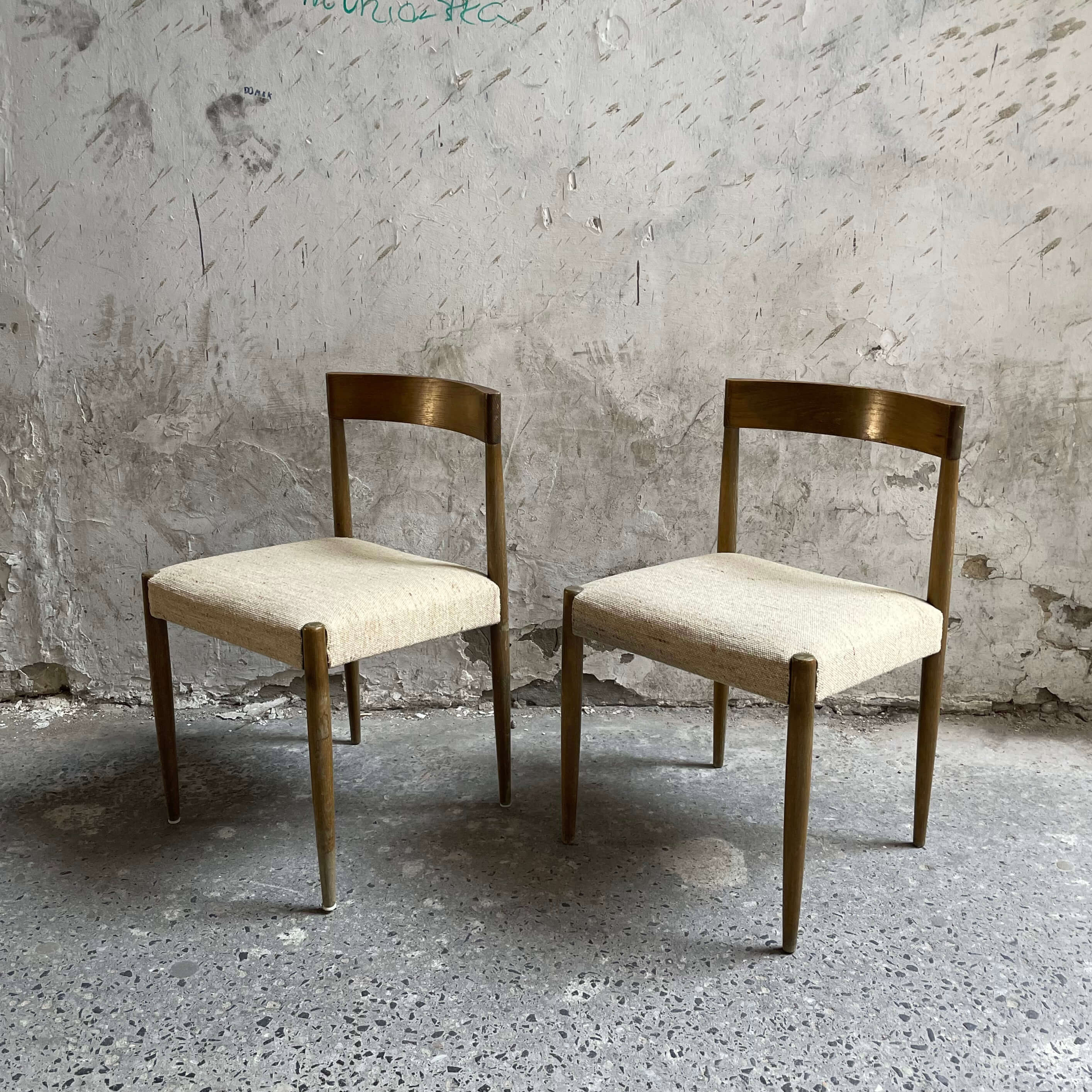 Lubke chairs wood textile vintage german design