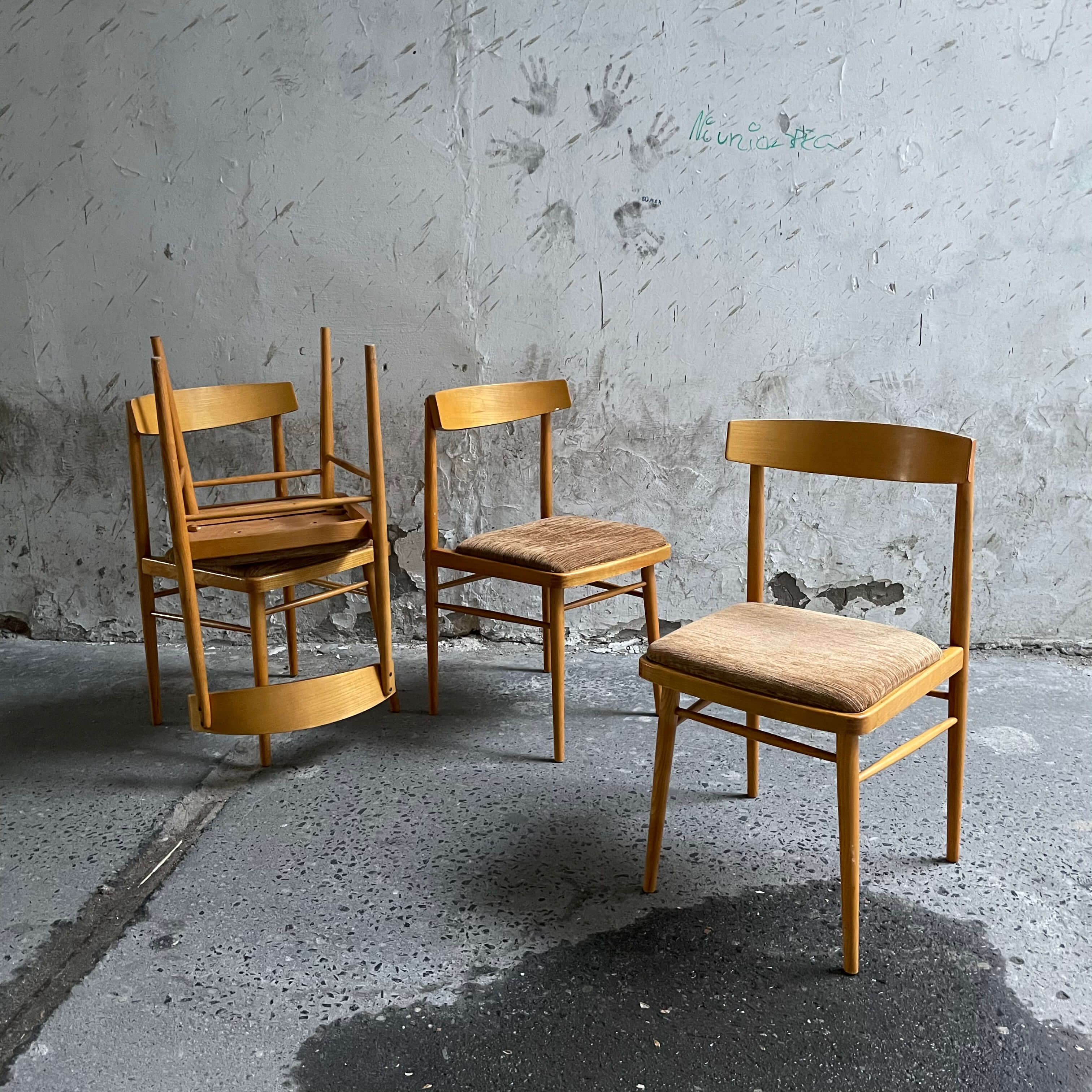set of 4 miroslav navratil mid century chairs ton czechoslovakia vintage warsaw