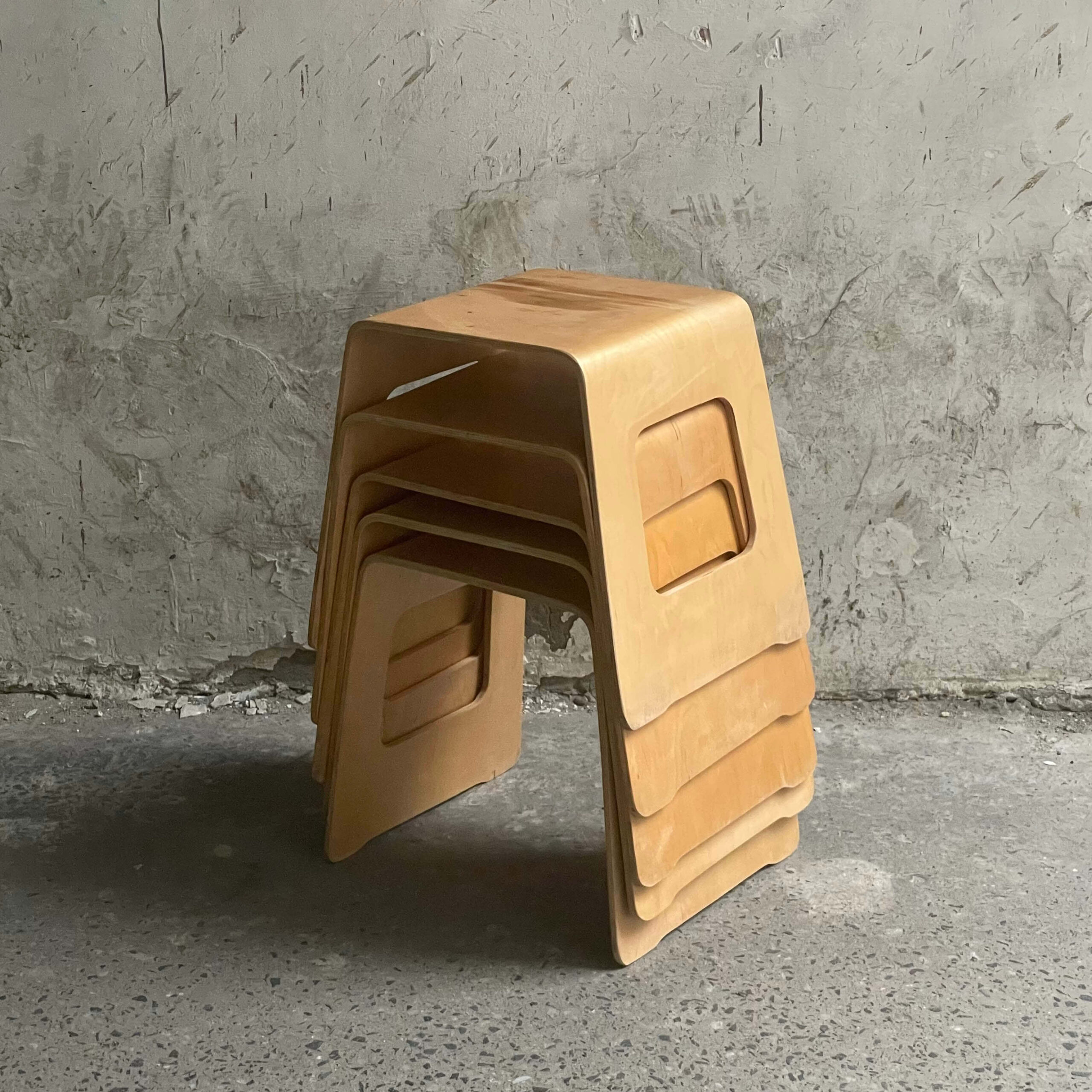 IKEA BENJAMIN VINTAGE LISA NORINDER SCANDINAVIAN PLYWOOD STOOL STACKED