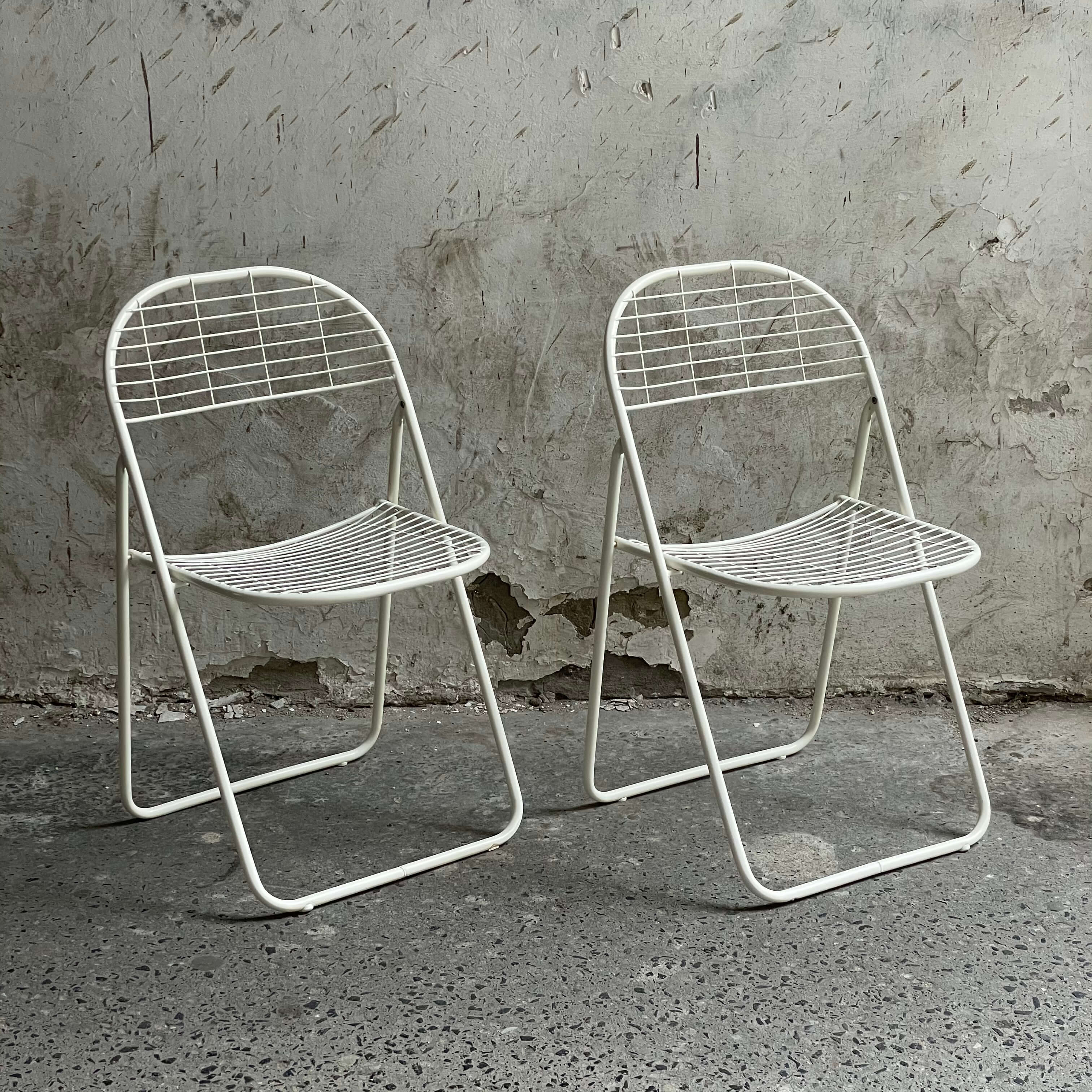 Kino vintage ikea folding chairs gammelgaard white metal mid century