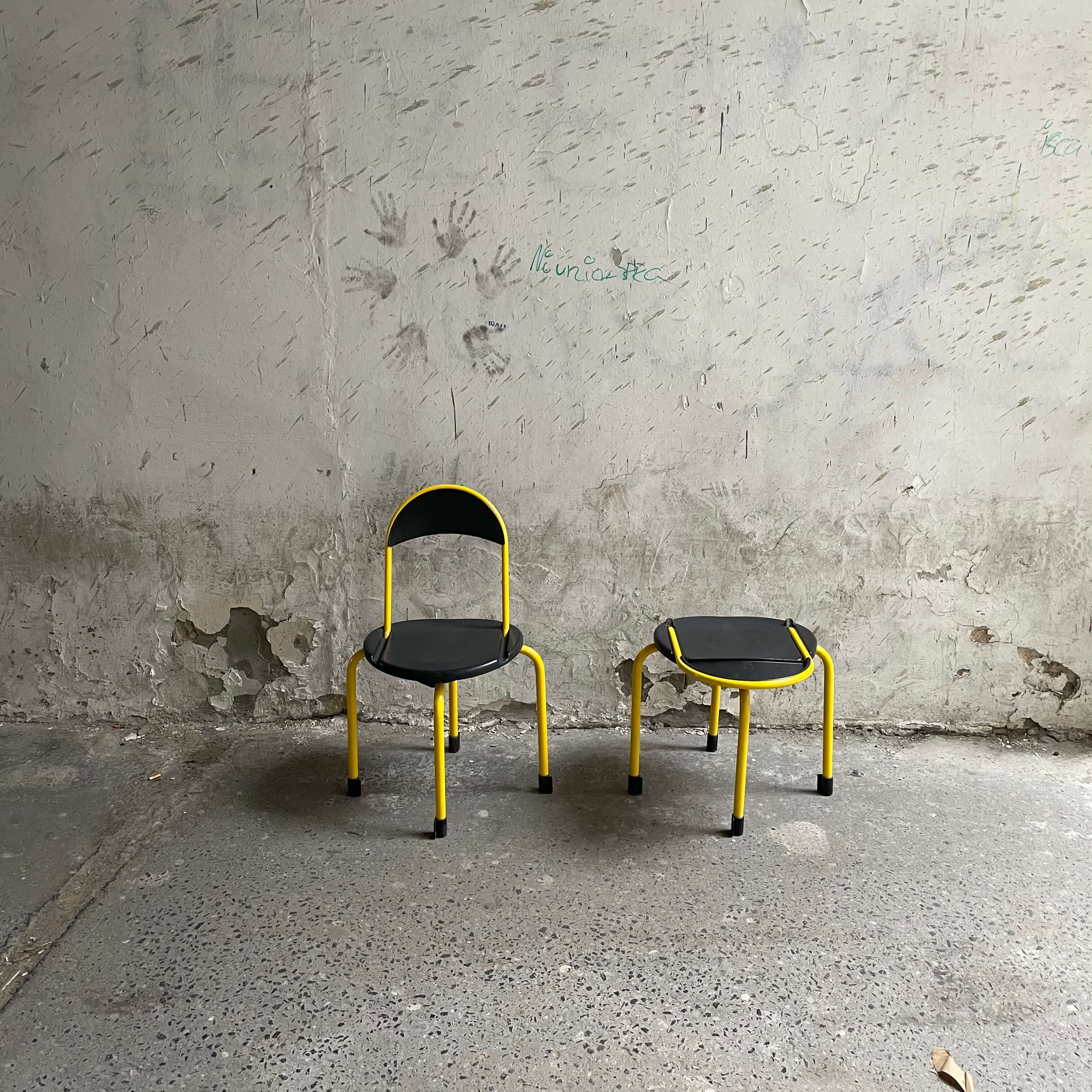 80s Paolo Orlandini & Roberto Lucci ‘clark ck3’ folding chair for Lamm vintage warszawa krzeslarz plastic yellow