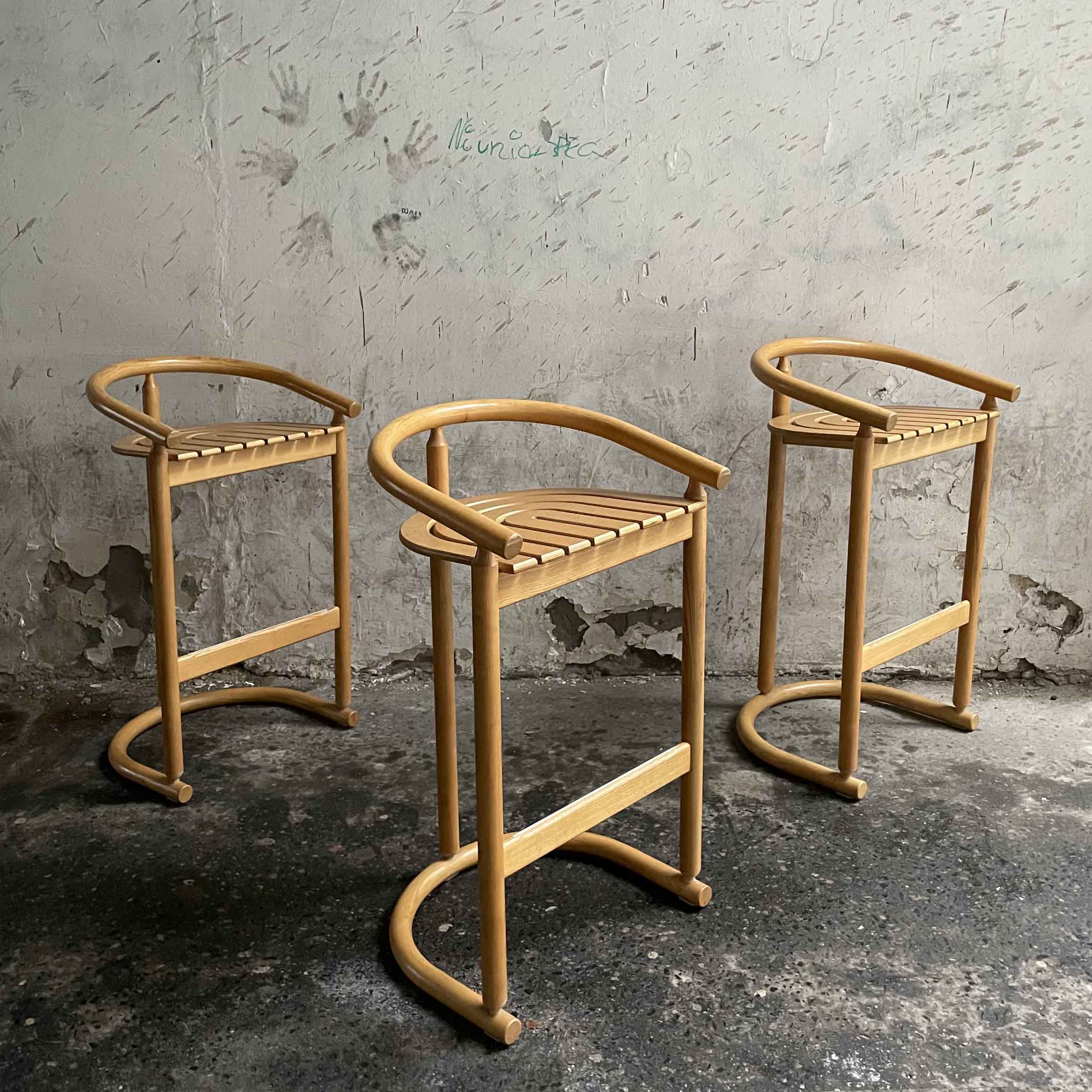Bentwood Chairs by Allmilmö, Germany, 1980, mid century bar stools vintage warszawa krzeslarz antyki