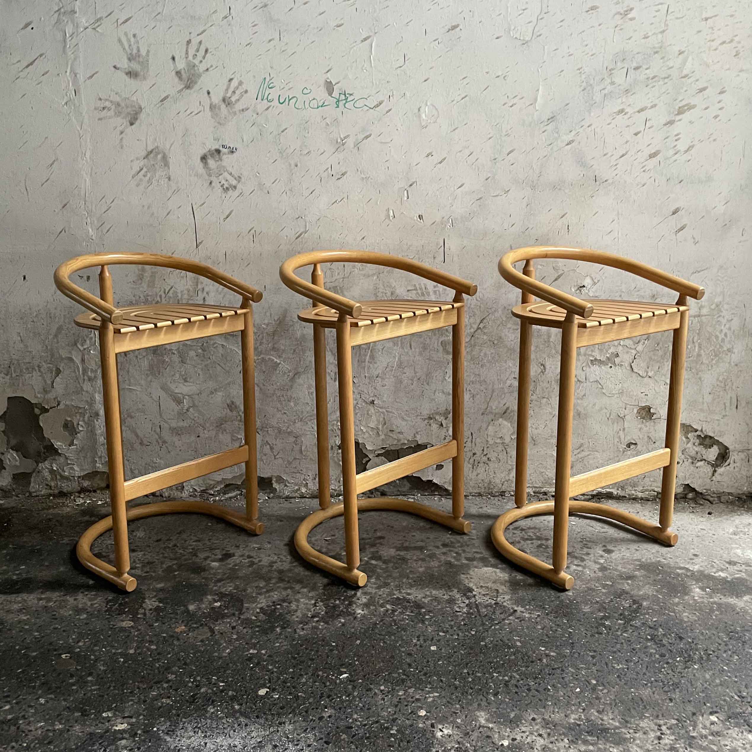 Bentwood Chairs by Allmilmö, Germany, 1980, mid century bar stools vintage warszawa krzeslarz postmodern