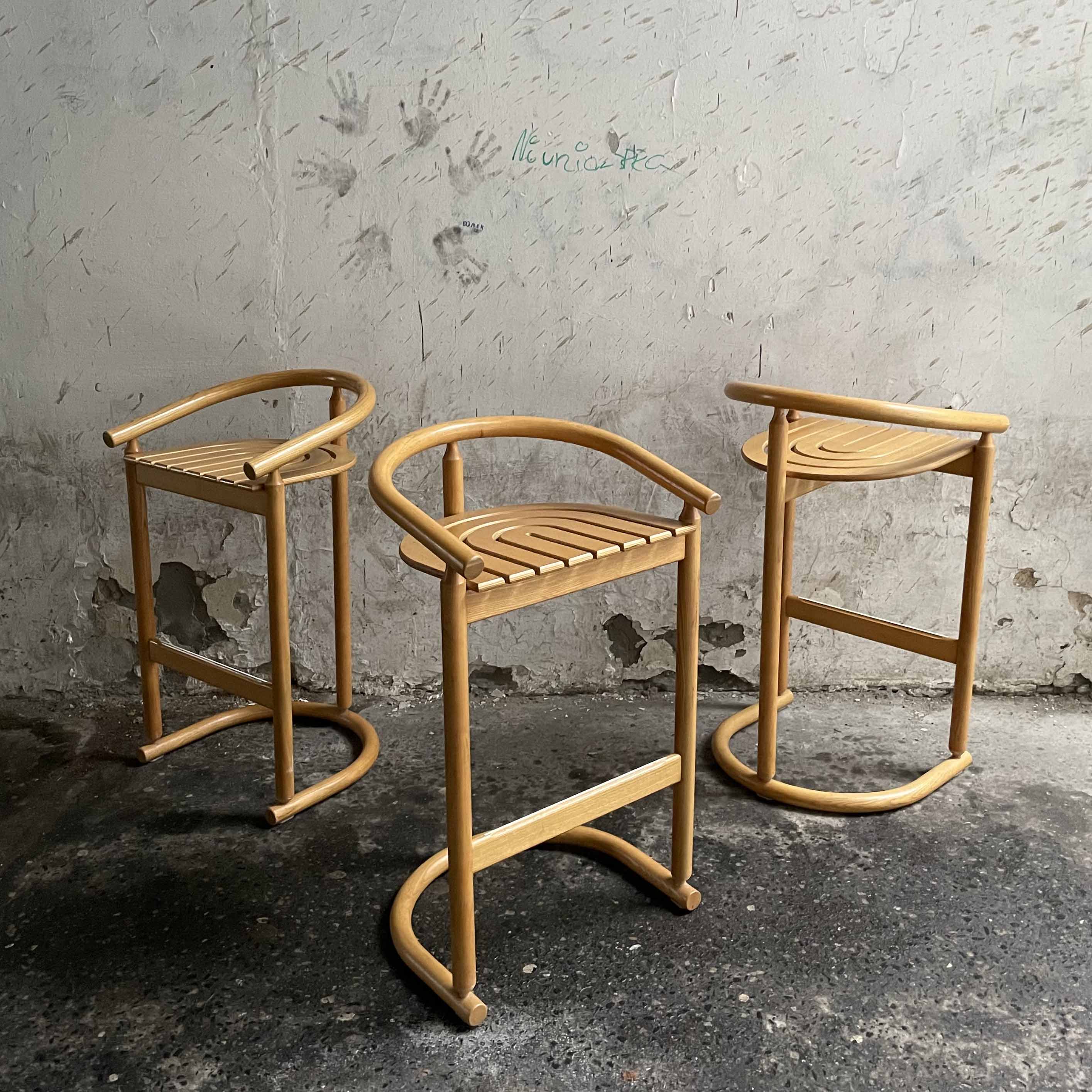 Bentwood Chairs by Allmilmö, Germany, 1980, mid century bar stools vintage warszawa krzeslarz