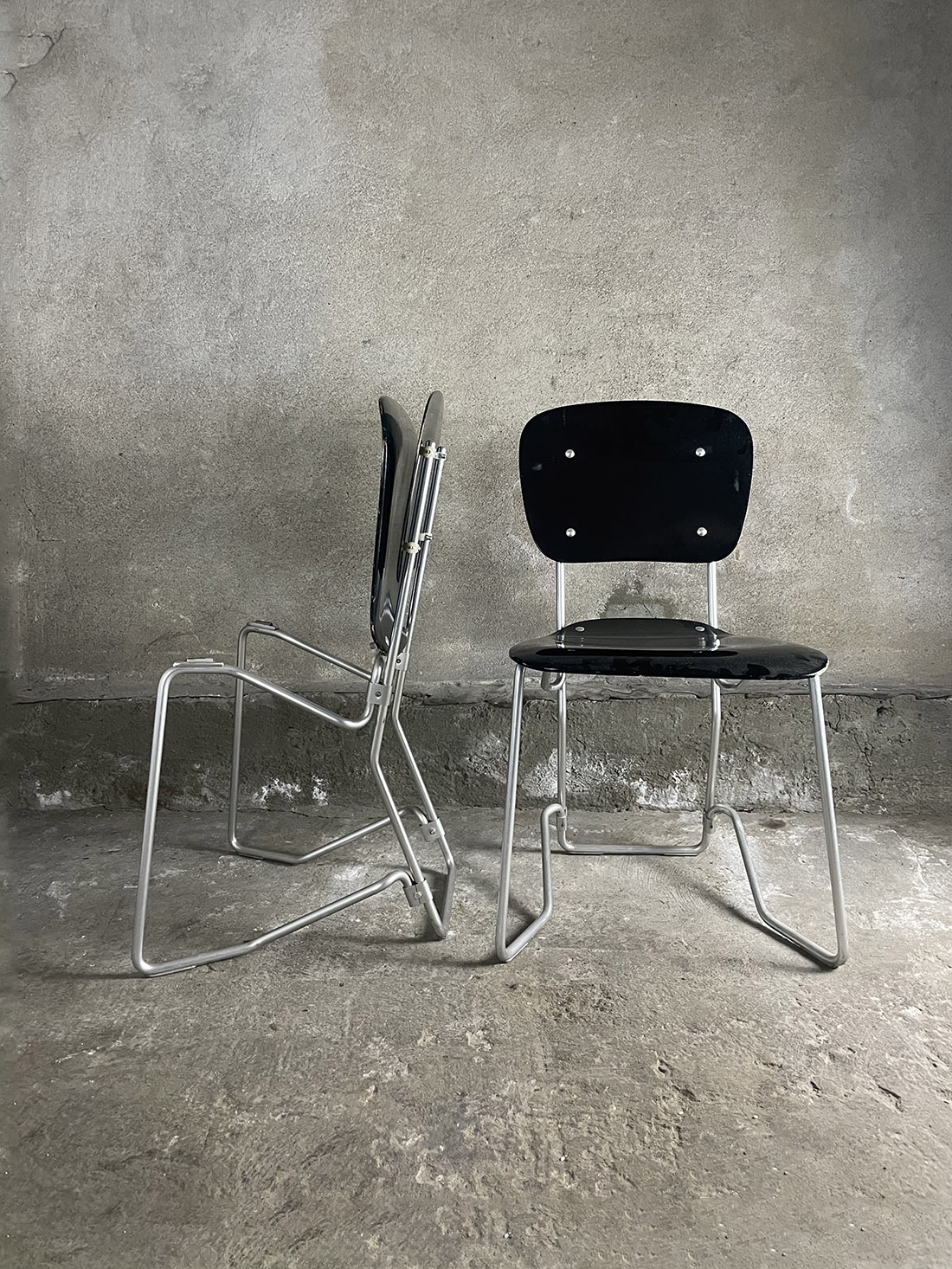 Aluflex, Armin Wirth chairs vintage krzeslarz