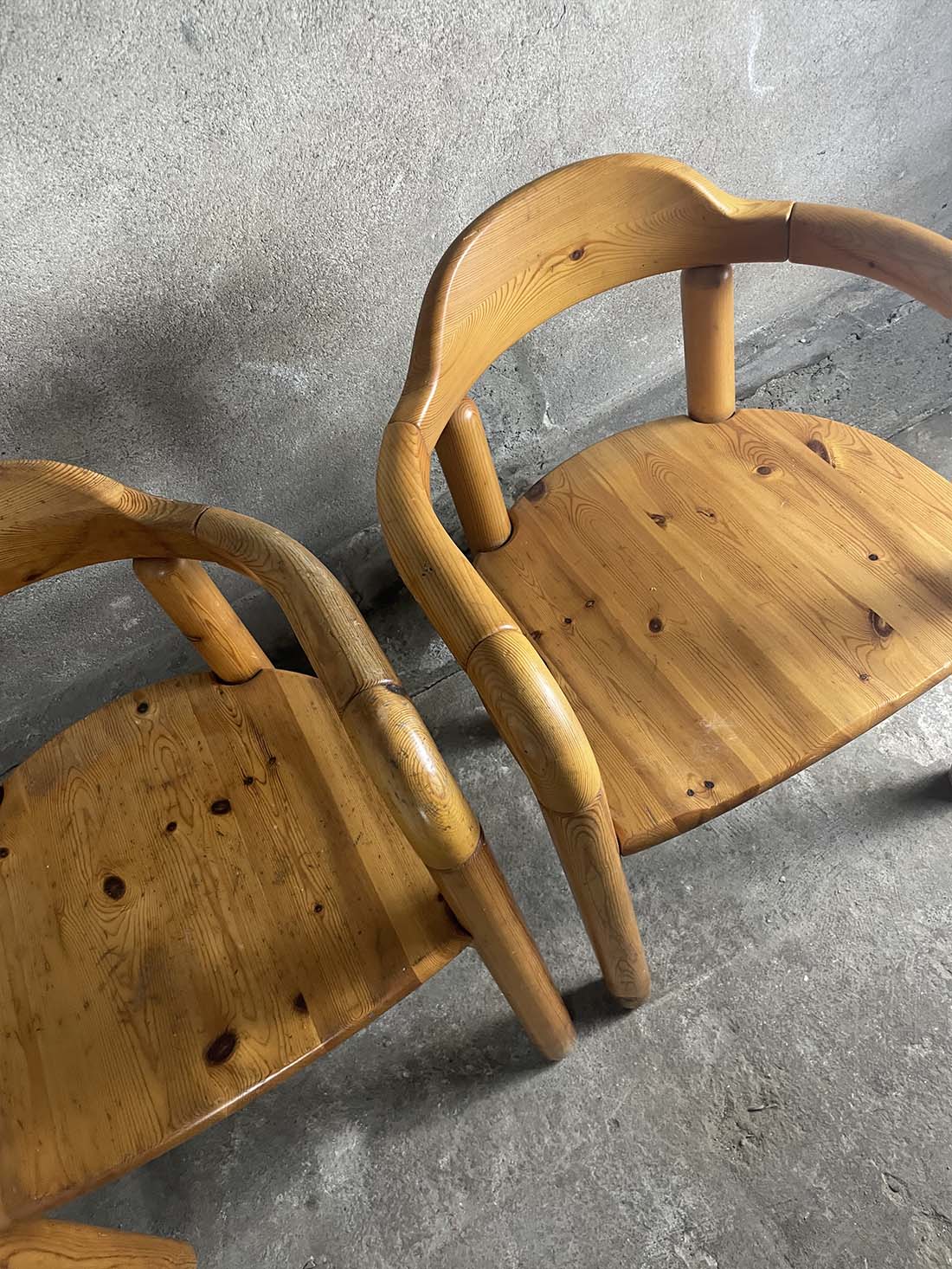 rainer daumiller sosnowe krzesła krzeslarz brutalistyczne vintage duńskie