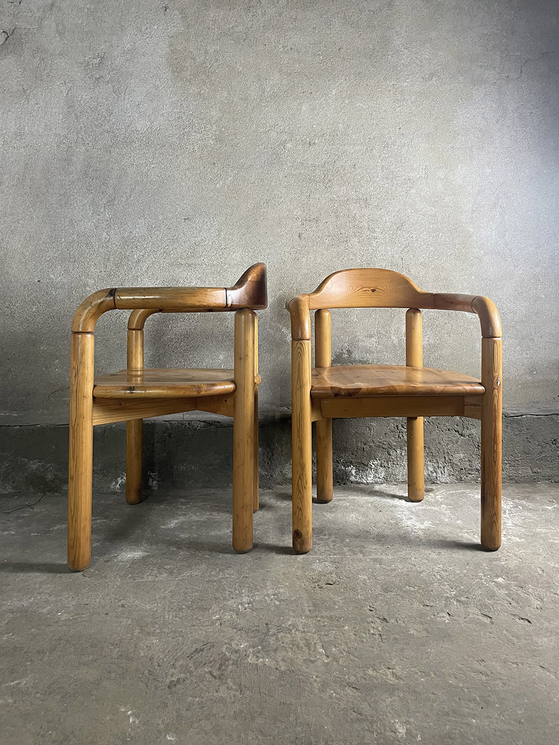 rainer daumiller sosnowe krzesła krzeslarz brutalistyczne vintage