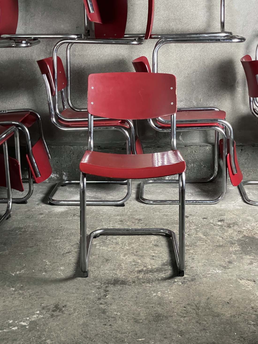 thonet s 43 mart stam czerwone vintage bauhaus krzesła
