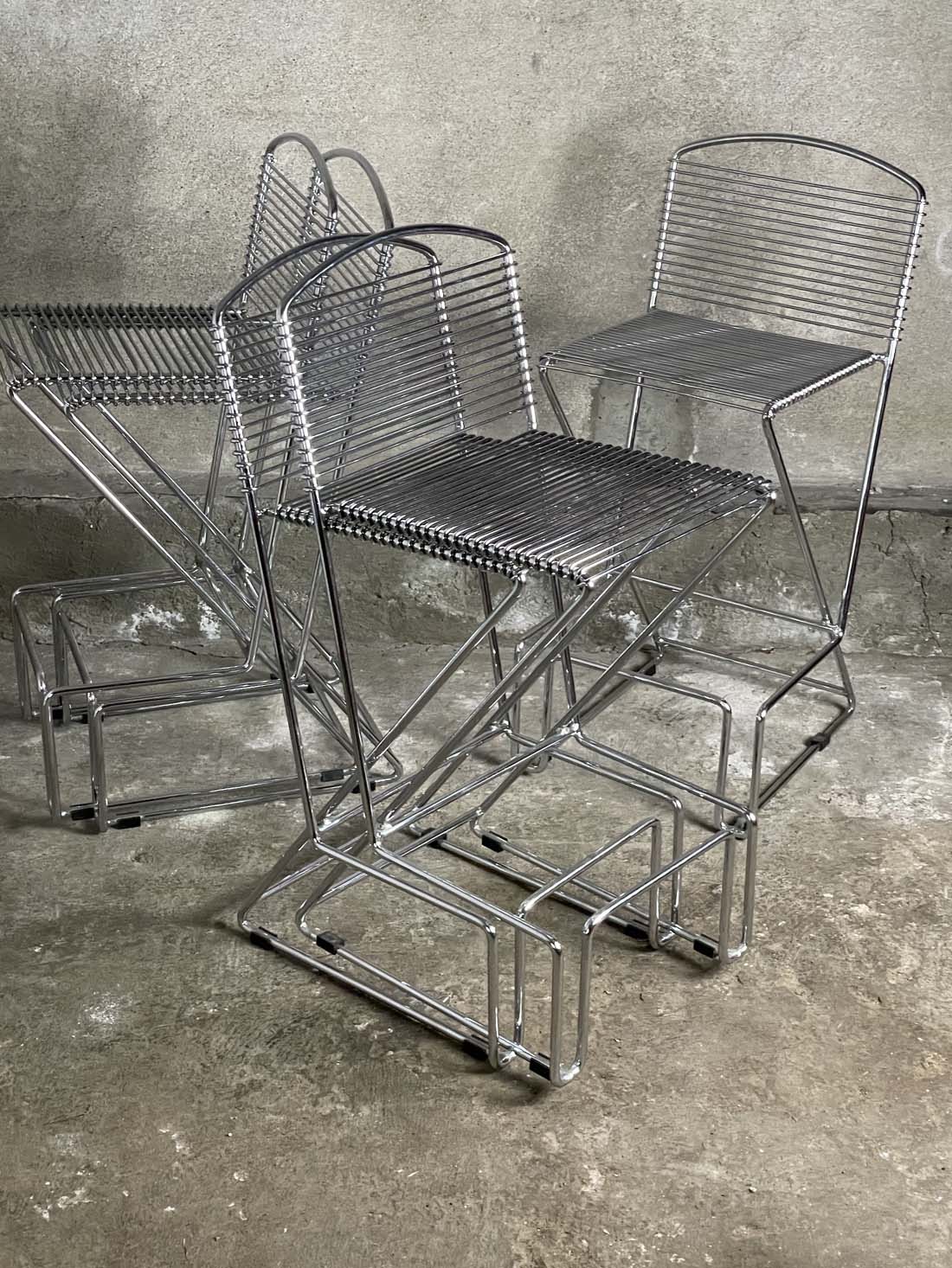 stołki barowe w stylu Tilla Behrensa, chromowane, Schalubach, Niemcy, krzeslarz