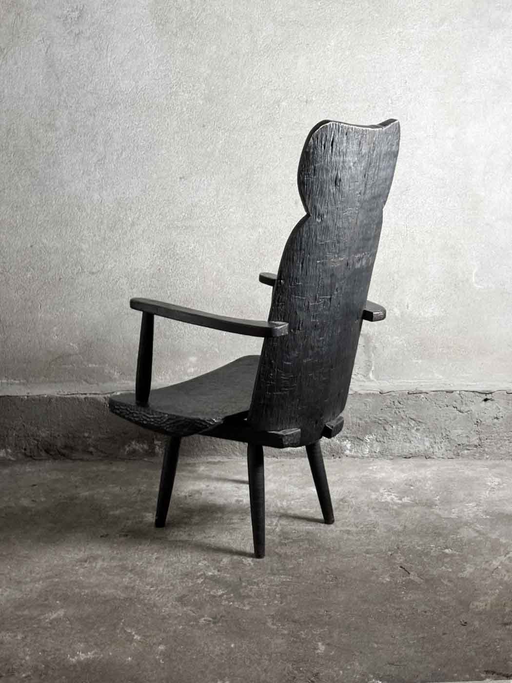 rzeźbiony, zakopiański fotel vintage krzeslarz