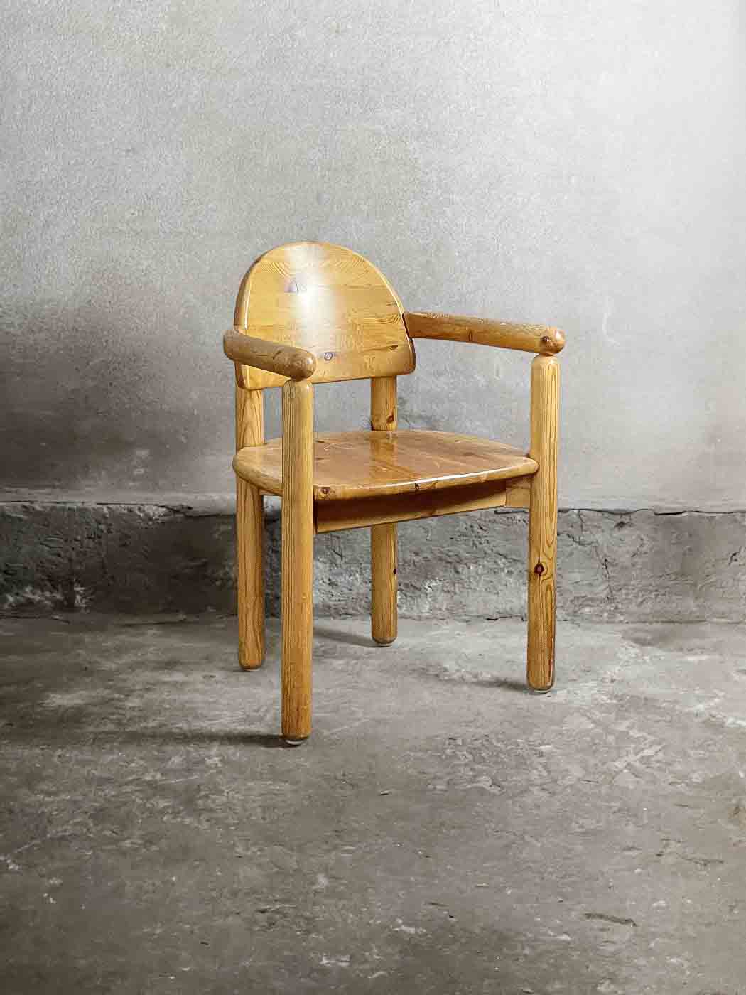 Drewniane krzesła brutalistyczne, Rainer Daumiller, Hirsthals – 6 sztuk