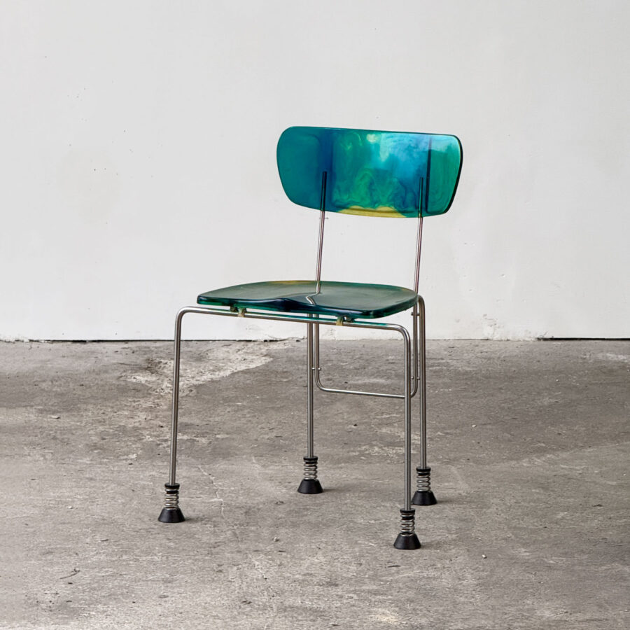 Krzesło Broadway w kolorze niebiesko-zielonym, projekt Gaetano Pesce, Bernini, 1993.
