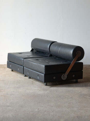 Sofa Todo Modo Wilmotte Tecno czarna skóra dwa moduły